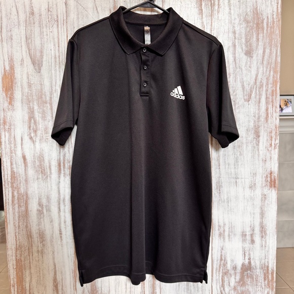 Adidas Polo Shirt Men L Large Black‎ Stripe Primegreen Performance Golf Collared - Picture 1 of 8
